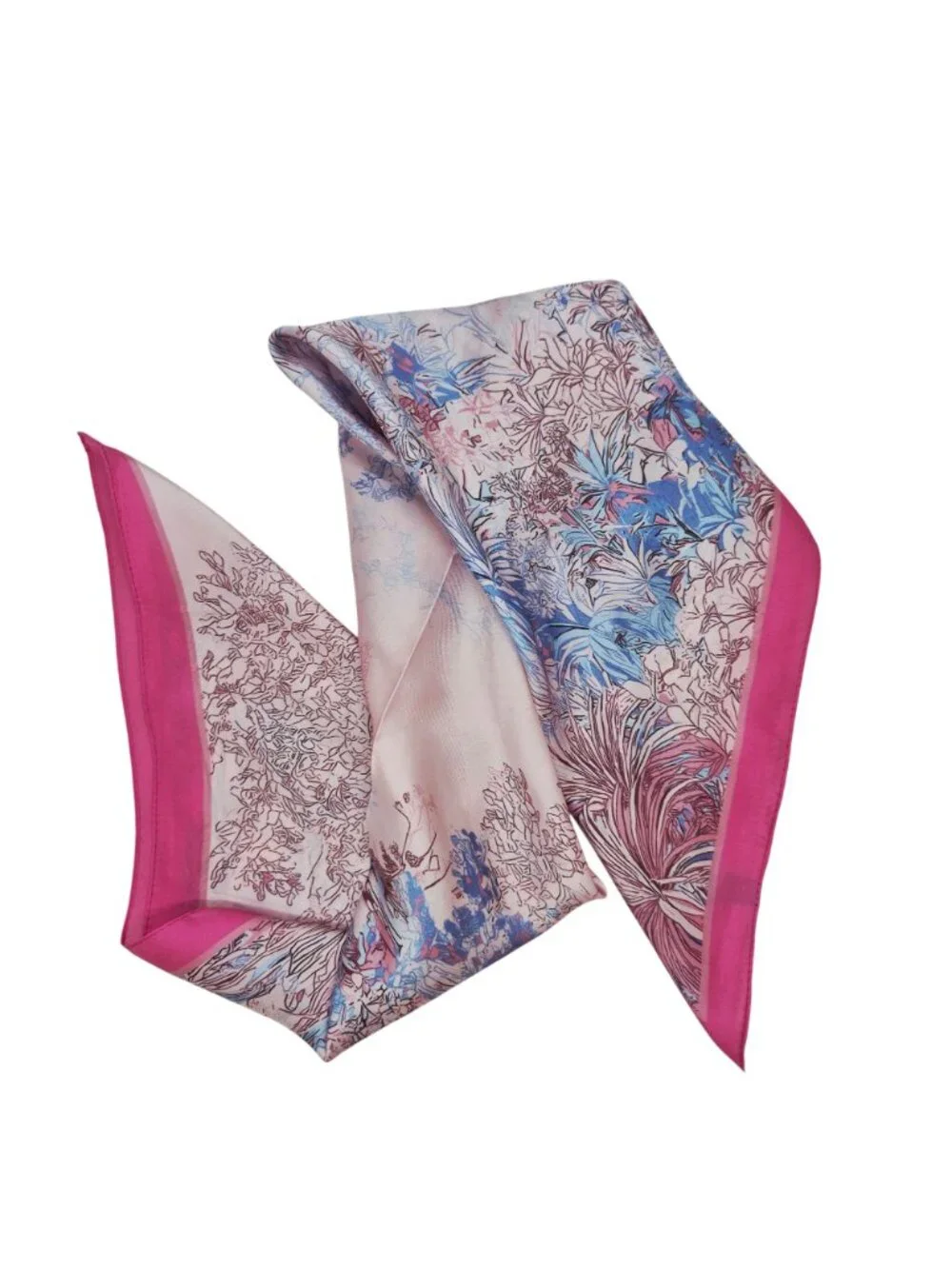 ✨Luxury Floral Silky Appearance Square Scarf Pink Blue Elegant Style Hijab New